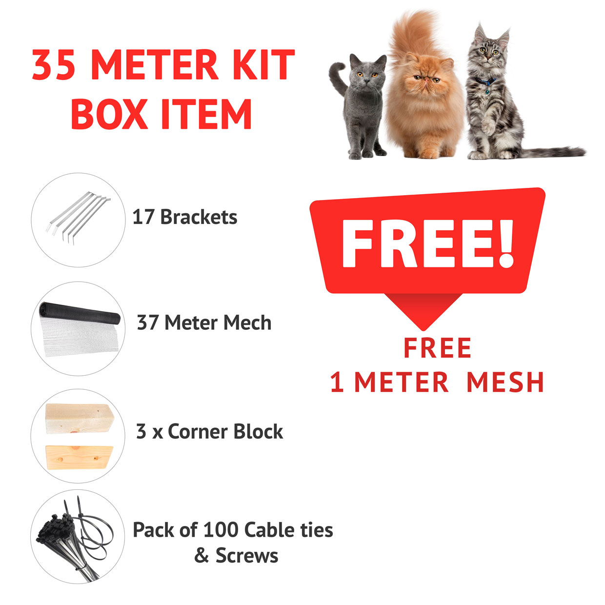 Cat Fence Kit BLACK - 35 Meter Kit - Image 2